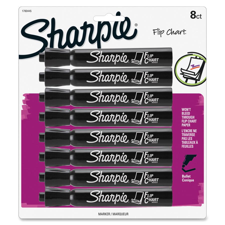 Sharpie Flip Chart Marker - Bullet Marker Point Style - Black Water Based Ink - 8 / Pack. Picture 3