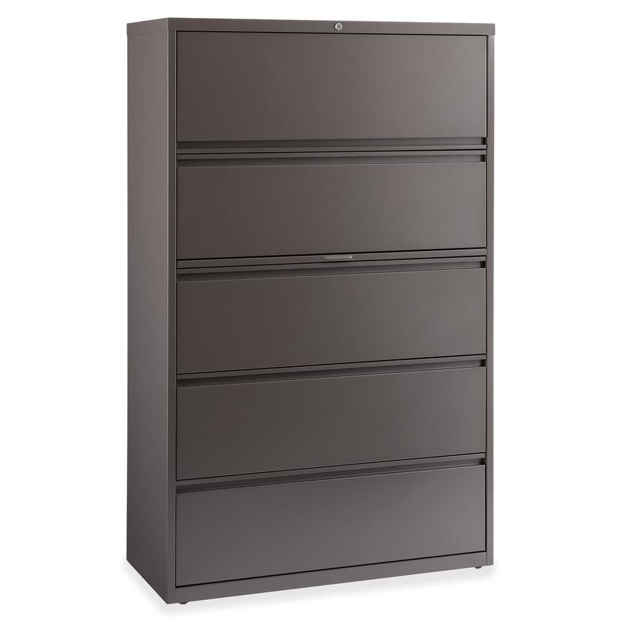 Lorell Fortress Series Lateral File w/Roll-out Posting Shelf - 42" x 18.6" x 67.6" - 1 x Shelf(ves) - 5 x Drawer(s) for File - Letter, Legal, A4 - Lateral - Magnetic Label Holder, Ball Bearing Slide, . Picture 9