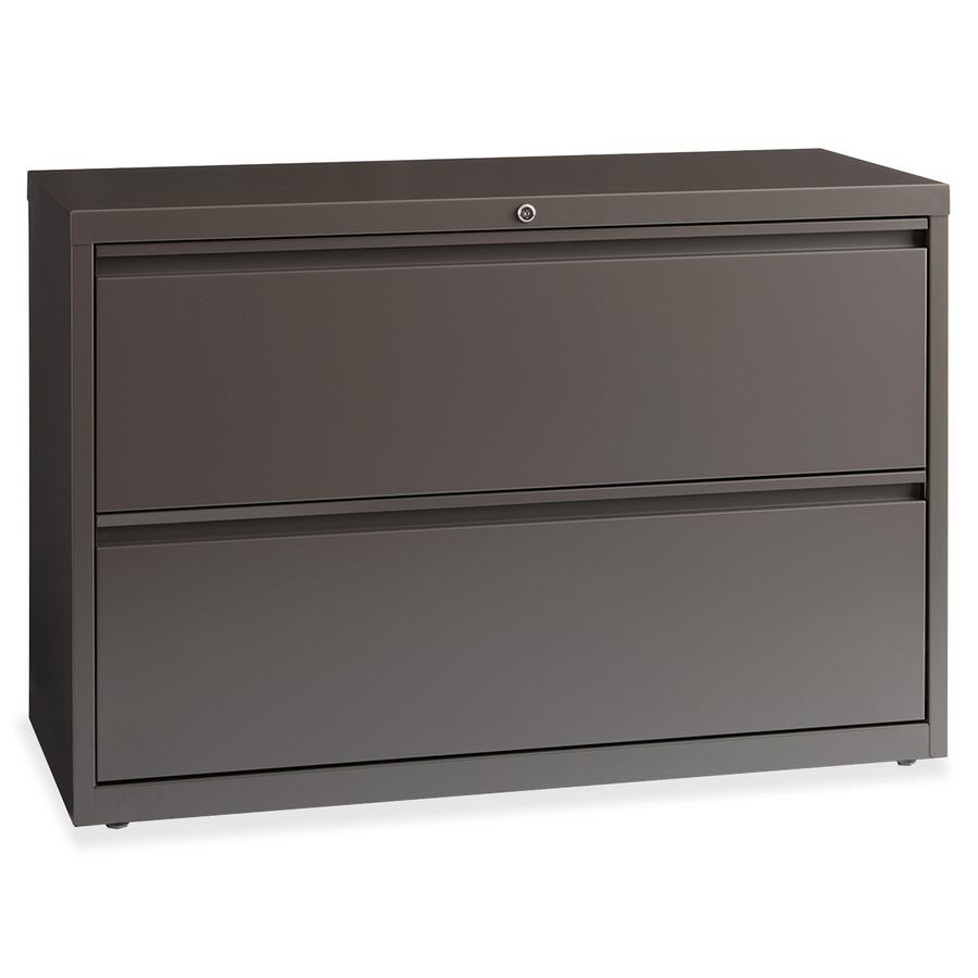 Lorell Fortress Series Lateral File - 42" x 18.6" x 28" - 1 x Shelf(ves) - 2 x Drawer(s) for File - Letter, Legal, A4 - Lateral - Magnetic Label Holder, Ball Bearing Slide, Ball-bearing Suspension, Ad. Picture 6