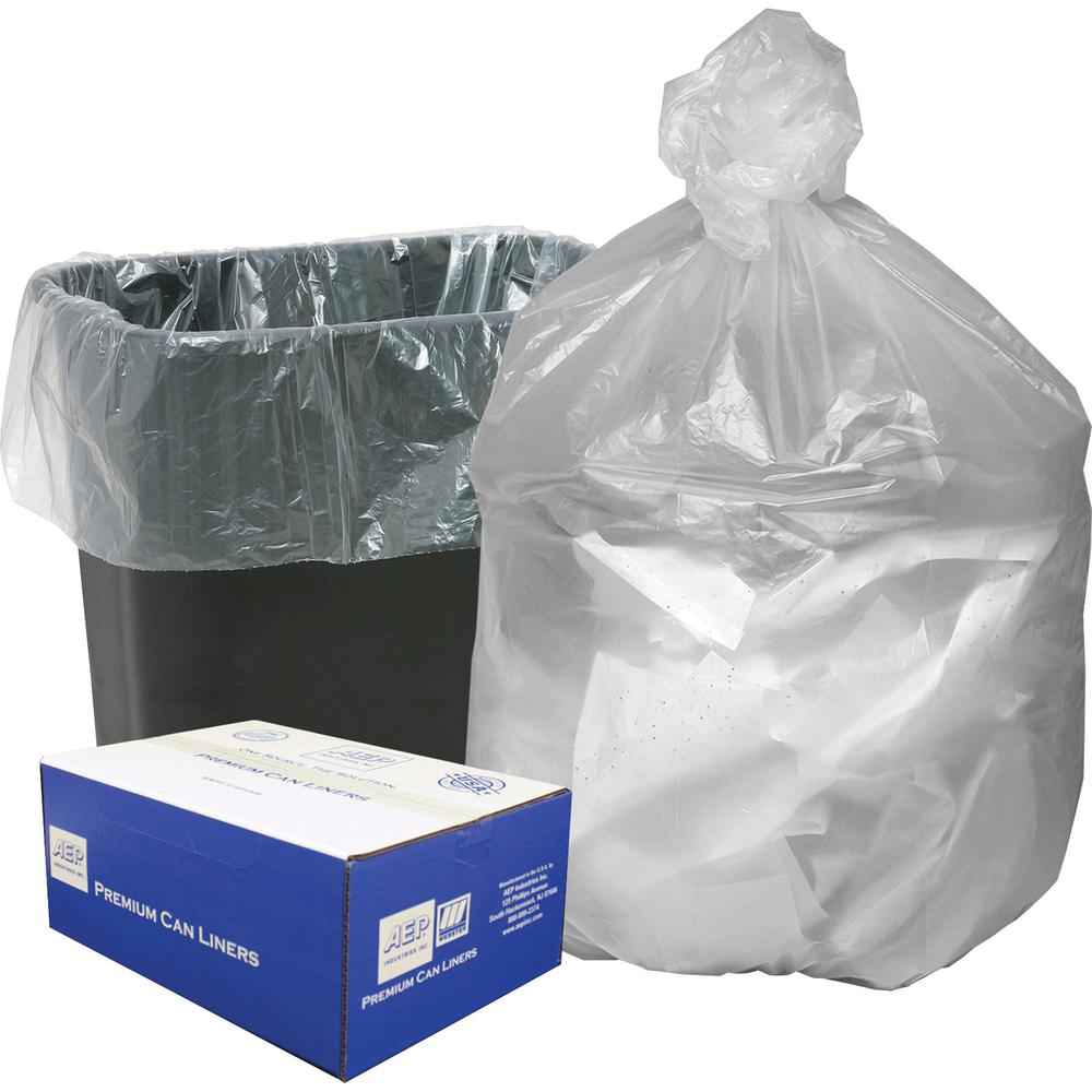 Webster High Density Commercial Can Liners - Small Size - 10 gal Capacity - 24" Width x 24" Length - 0.31 mil (8 Micron) Thickness - High Density - Natural - Resin - 1000/Carton - Garbage. Picture 3