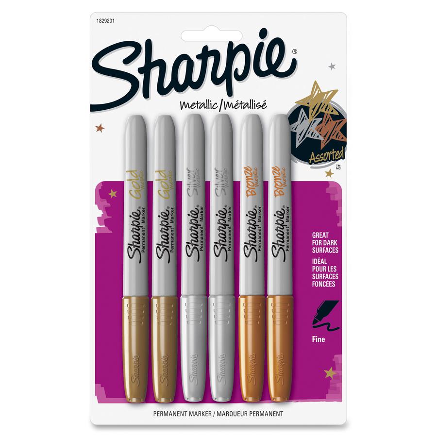 Sharpie Metallic Permanent Markers - Fine Marker Point - Assorted - 6 / Pack. Picture 2