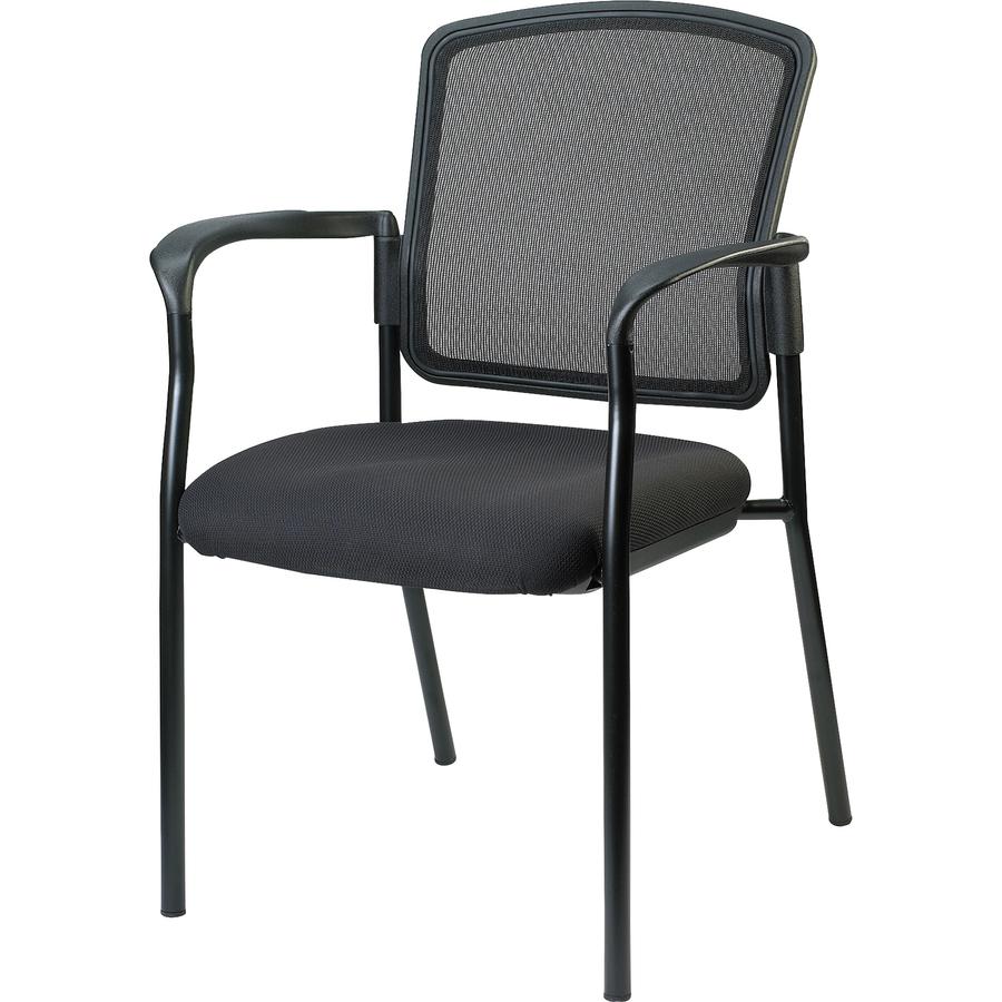 Lorell Breathable Mesh Guest Chair - Black Fabric Seat - Black Steel Frame - Black - Armrest - 1 Each. Picture 3