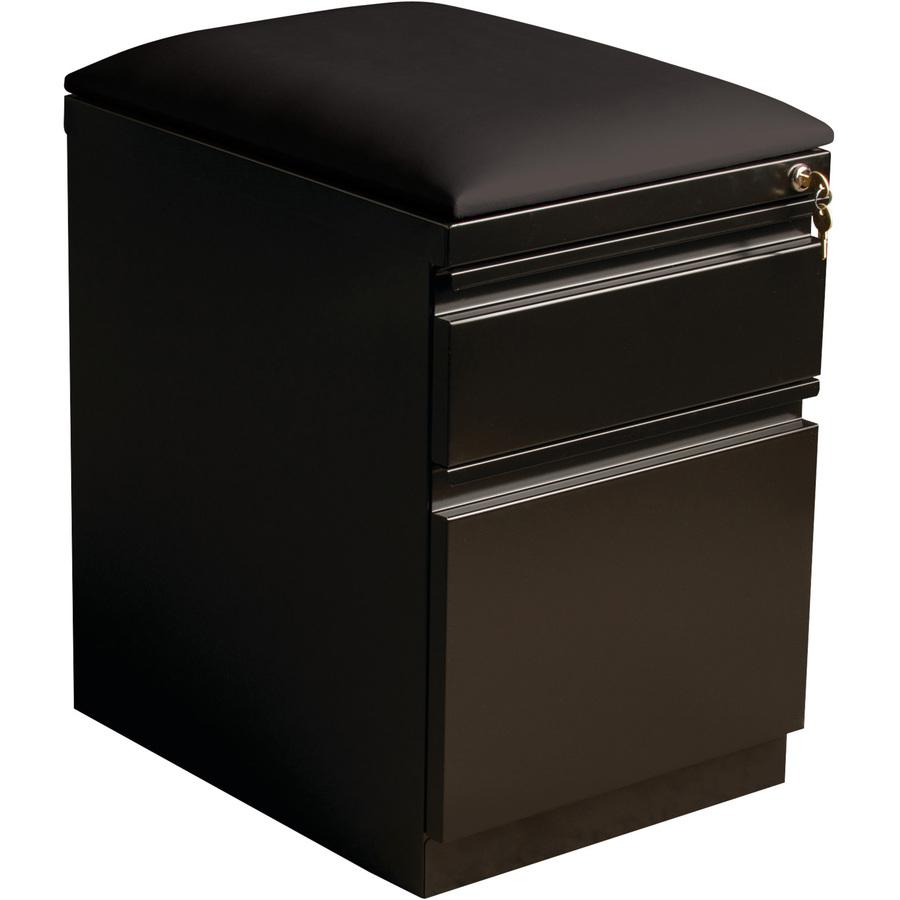 Lorell Mobile File Cabinet with Seat Cushion Top - 15" x 19.9" x 23.8" - 2 x Drawer(s) for Box, File - Letter - 305.50 lb Load Capacity - Ball-bearing Suspension, Drawer Extension - Black - Steel - Re. Picture 10
