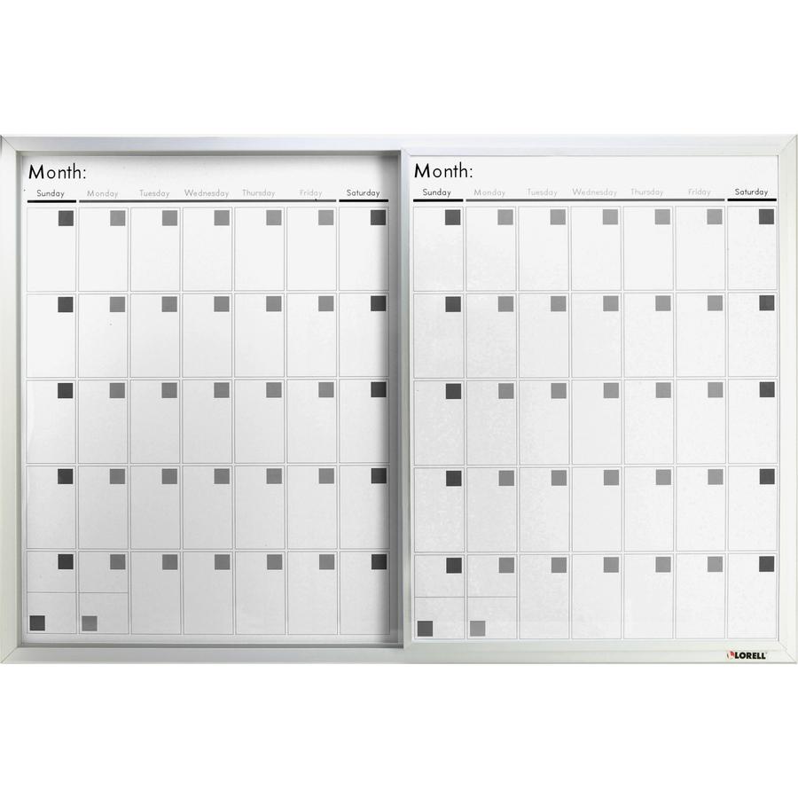 Lorell Magnetic Dry-Erase Calendar Board - 36" (3 ft) Width x 24" (2 ft) Height - Frost Surface - Rectangle - Magnetic - Stain Resistant - Assembly Required - 1 Each. Picture 5