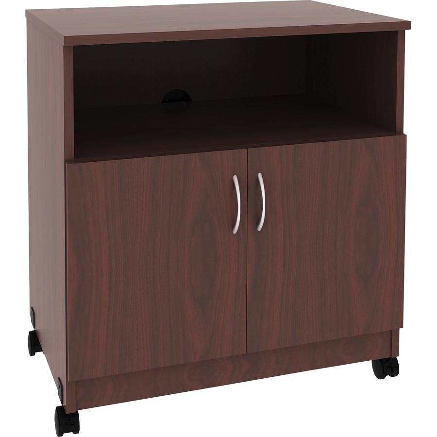 Lorell Mobile Machine Stand with Shelf - 30.8" Height x 28" Width x 19.3" Depth - Mahogany - Laminated Particleboard - Mahogany. Picture 10