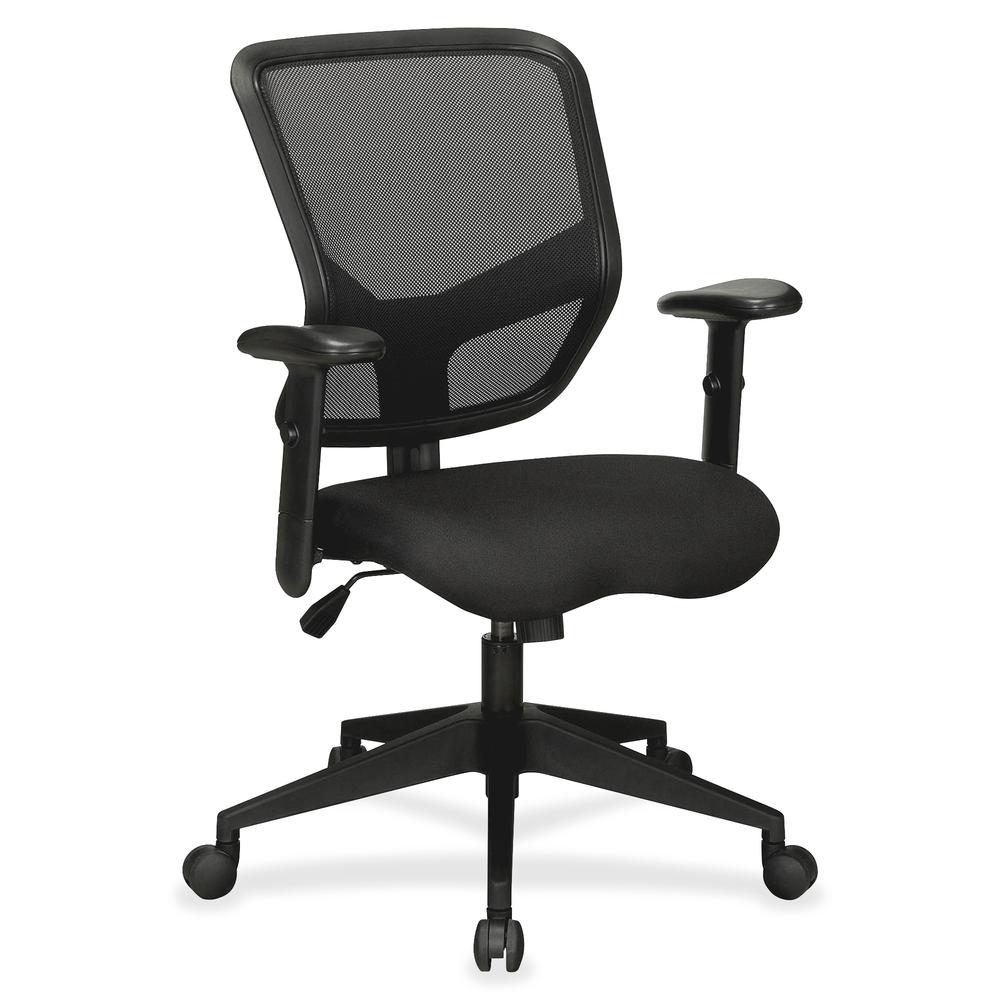 Lorell Executive Mesh Mid-Back Chair - Black Fabric Seat - Black Back - 5-star Base - 1 Each. Picture 3