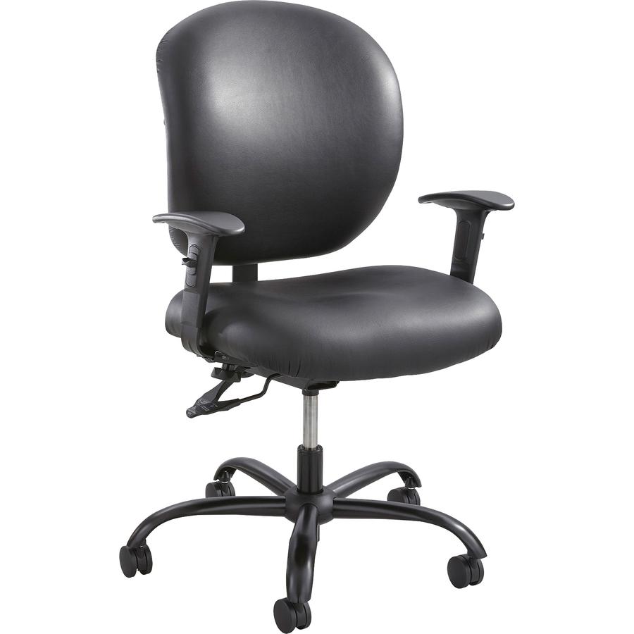 Safco Alday 24/7 Task Chair - Black Polyester Seat - Black Vinyl Back - 5-star Base - Black - 1 Each. Picture 4