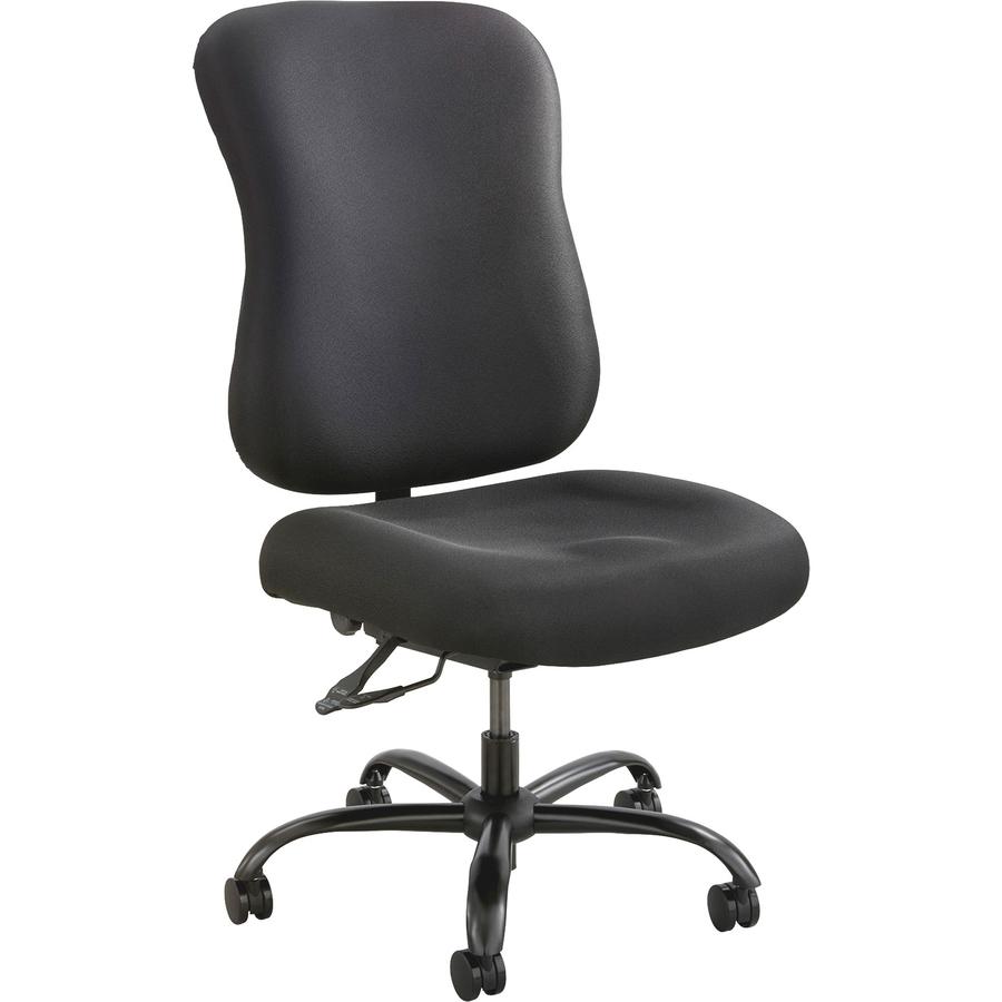 Safco Optimus Big and Tall Chair - Black High-density Polyurethane (HDPU) Seat - Black Back - 5-star Base - 1 Each. Picture 2