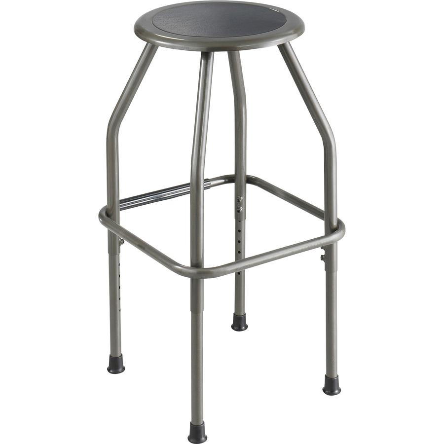 Safco Adjustable Height Diesel Stool Trolley - Polyurethane Seat - Powder Coated Steel Frame - Four-legged Base - Pewter - 1 Each. Picture 2
