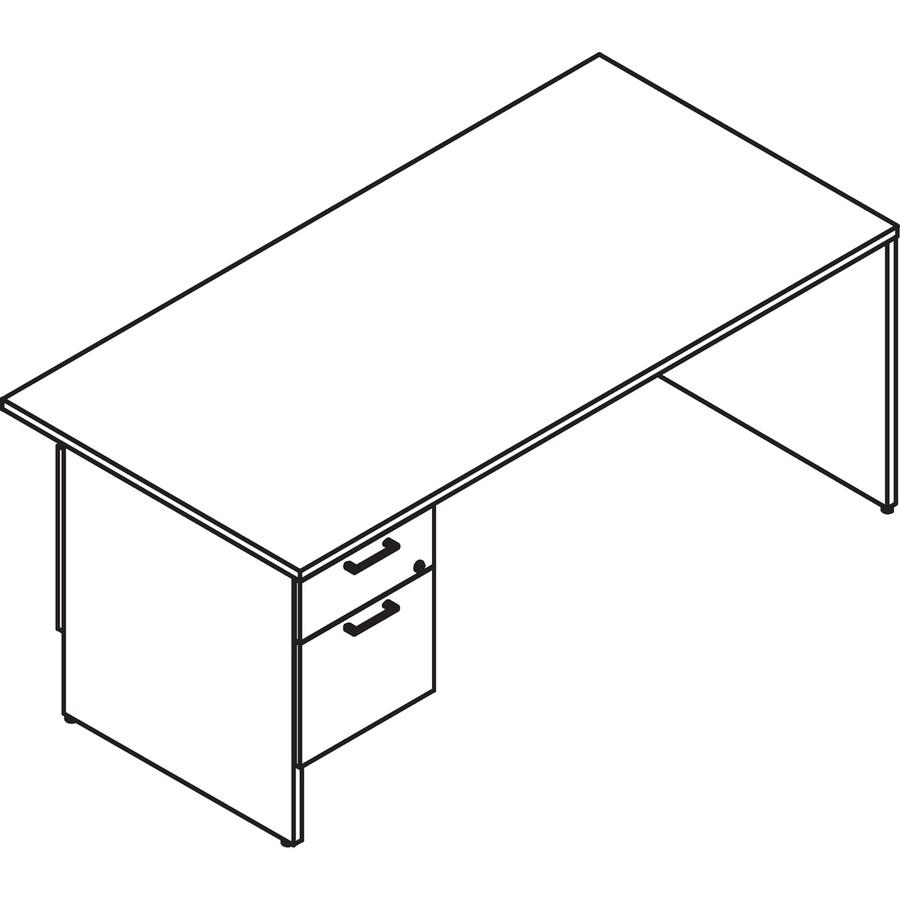 Lacasse Left Single Pedestal Desk - 2-Drawer - 72" x 30" x 29" - 2 x File Drawer(s), Box Drawer(s) - Single Pedestal on Right Side - Smooth Edge - Finish: Hard Rock Maple. Picture 5