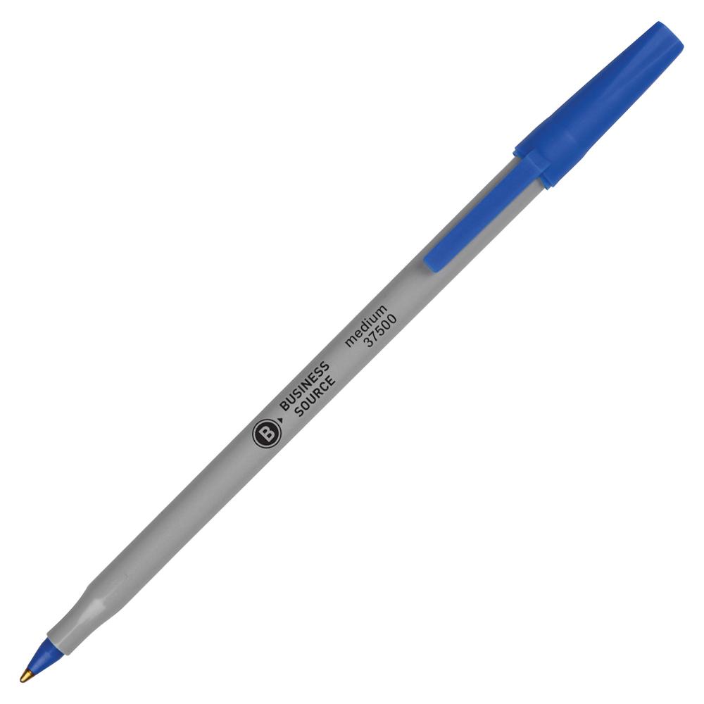 Business Source Bulk Pack Ballpoint Stick Pens - Medium Pen Point - Blue - Tungsten Carbide Tip - 60 / Box. Picture 4