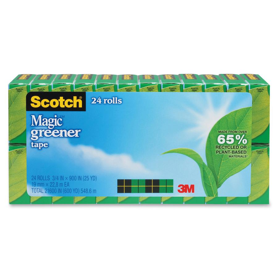 Scotch 3/4"W Magic Greener Tape - 25 yd Length x 0.75" Width - 1" Core - Split Resistant, Tear Resistant - For Office - 24 / Pack - Matte - Clear. Picture 3