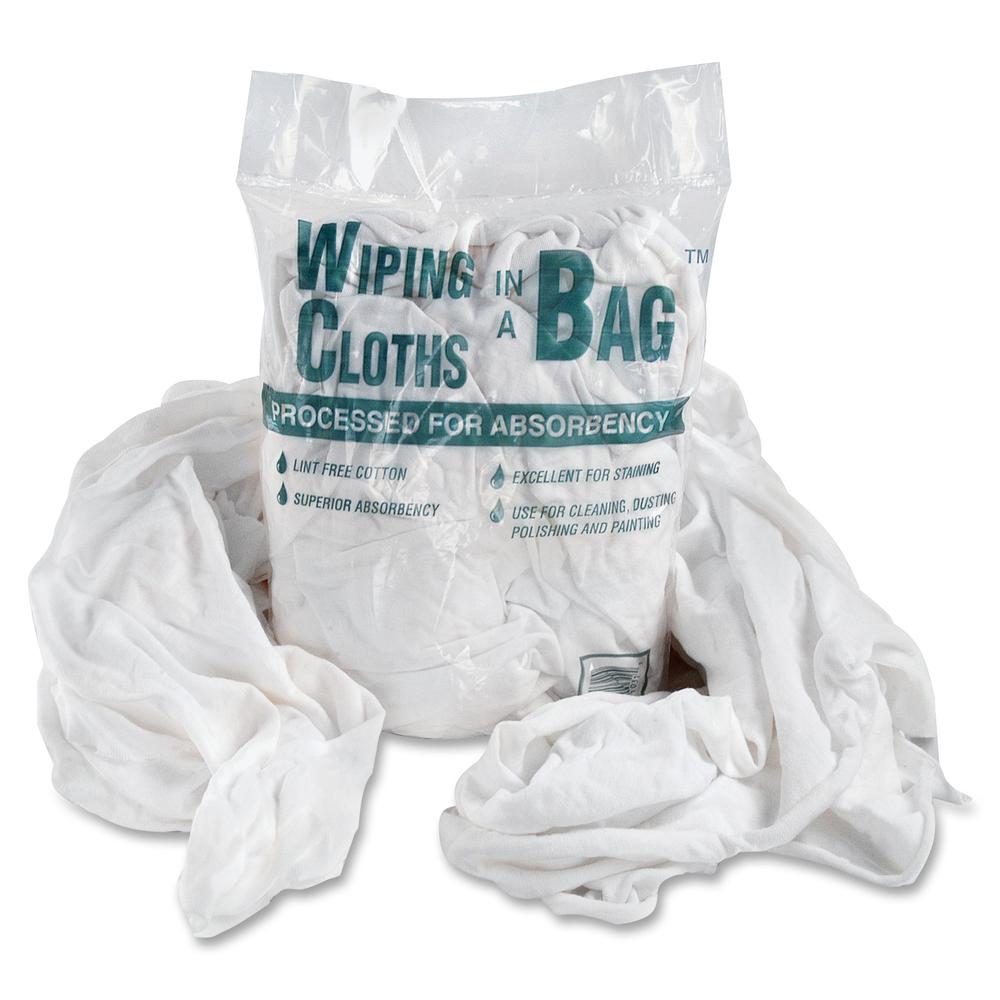 Bag A Rags Office Snax Cotton Wiping Cloths - For Multipurpose - 1 / Bag - Lint-free, Absorbent, Reusable - Blue, White. Picture 2