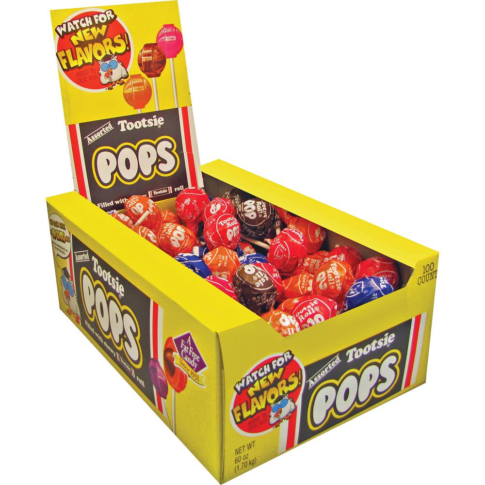 Tootsie Assorted Flavors Candy Center Lollipops - Assorted - 3.75 lb - 100 / Box. Picture 2