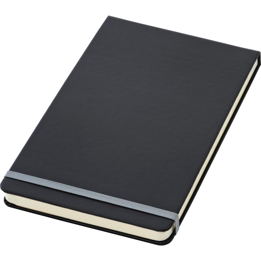 TOPS Black Cover Wide Ruled Top Bound Journal - 240 Sheets - 5 1/4" x 8 1/4" - Cream Paper - Black Cover - Acid-free, Durable, Elastic Closure, Hard Cover - 1 / Each. Picture 2