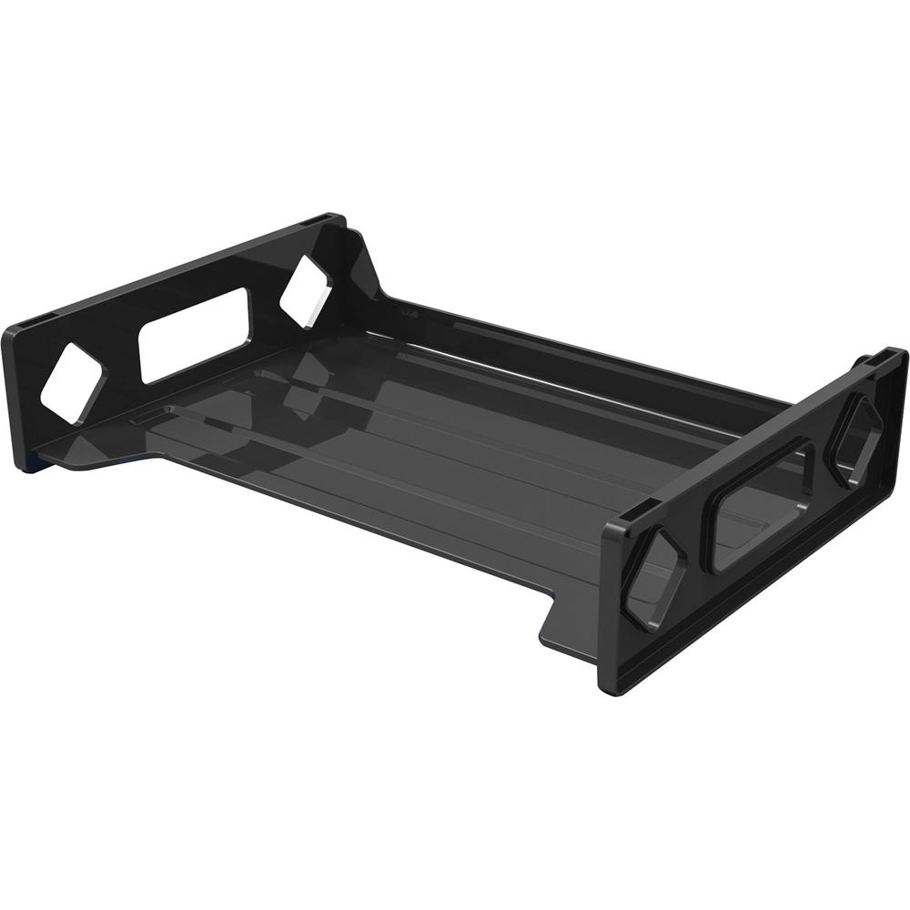 Deflecto Sustainable Office Stackable Desk Tray - 2.8" Height x 13" Width x 9" DepthDesktop - Durable, Stackable - 30% Recycled - Black - Plastic - 1 Each. Picture 4