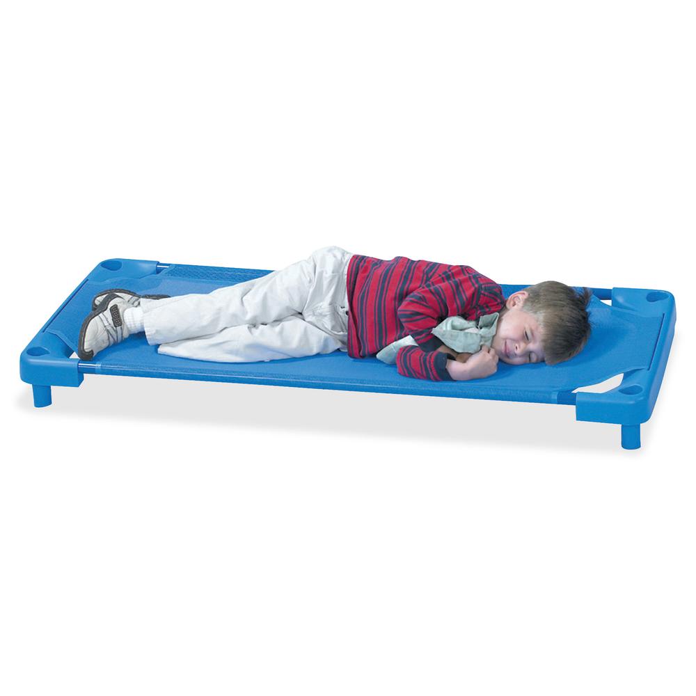 Children's Factory Full Size Cot - 100 lb - Blue - Steel, Polyester, Vinyl. Picture 3