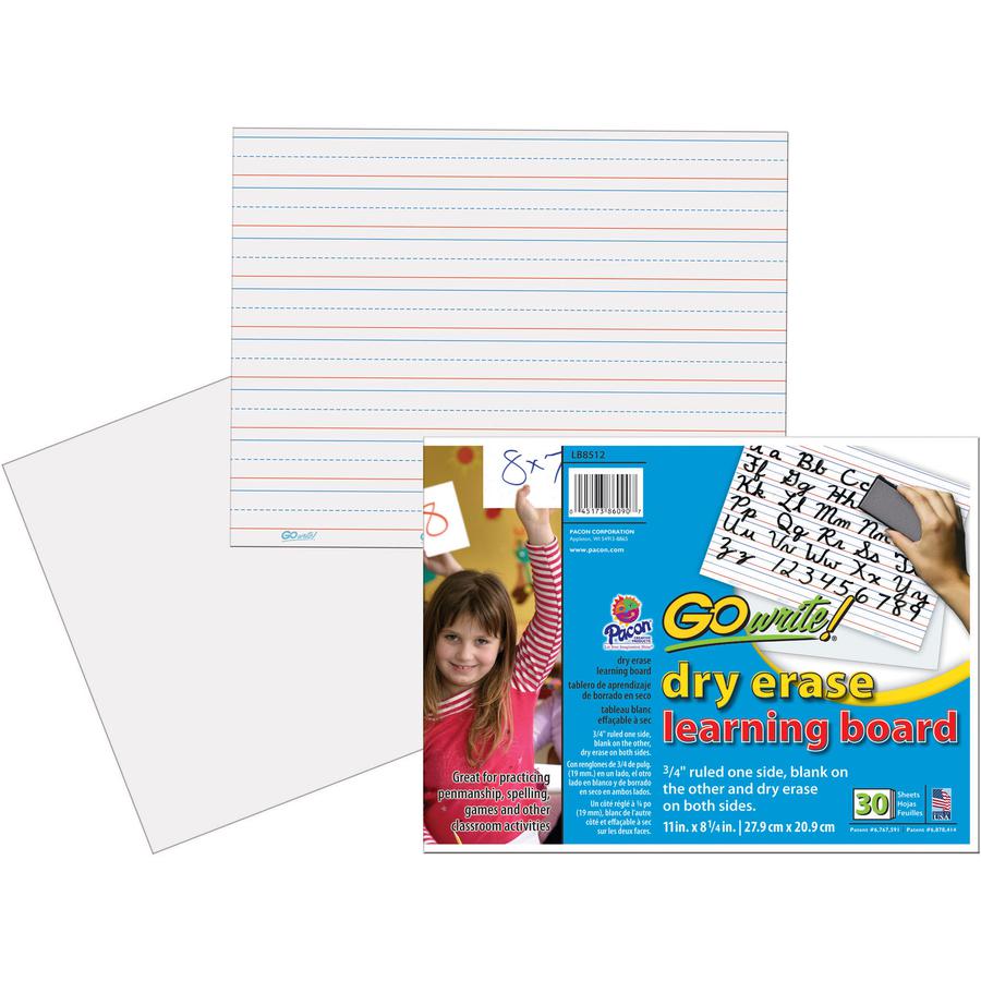 GoWrite! Dry Erase Learning Board - Dry-erase, Two-Sided, 3/4" Rule/Plain - 11" Width x 8.25" Height - White Surface - Rectangle - No - 30 / Pack. Picture 9
