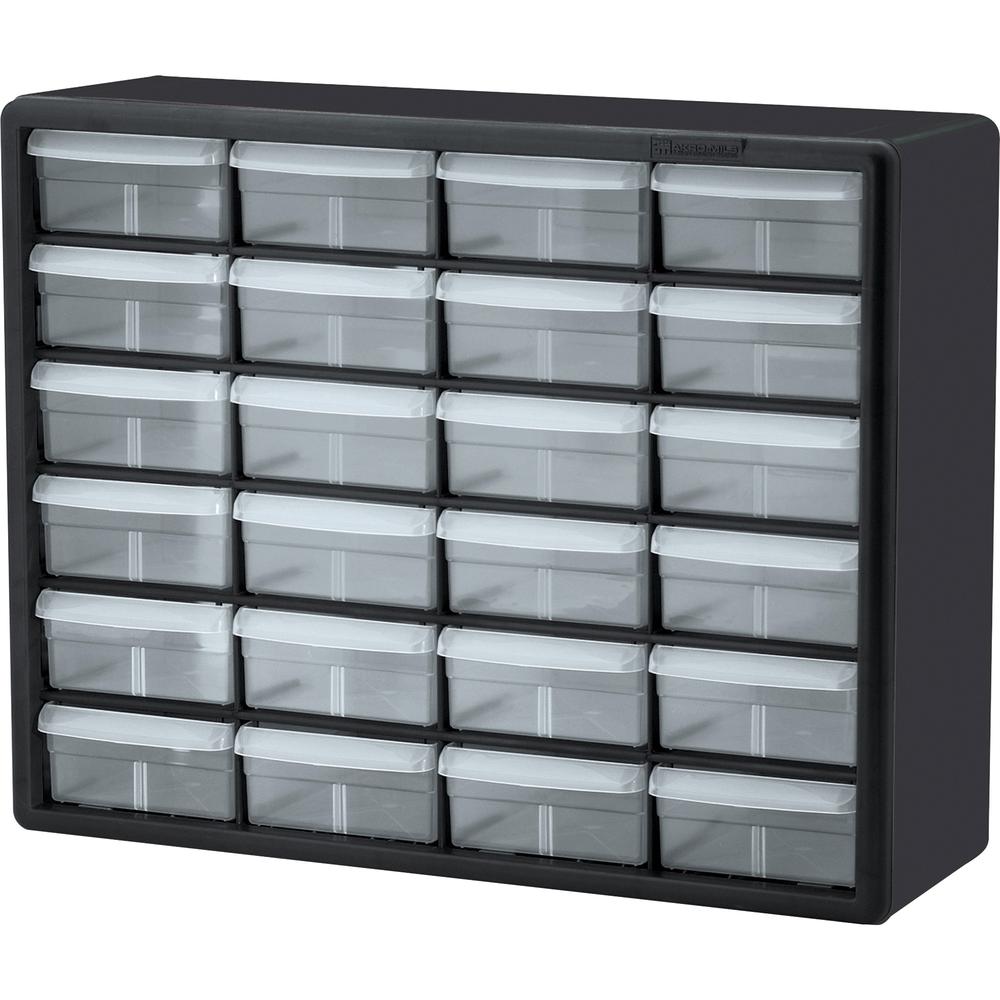 Akro-Mils 24-Drawer Plastic Storage Cabinet - 24 Drawer(s) - 15.8" Height6.4" Depth x 20" Length%Floor - Stackable, Finger Grip, Unbreakable - Black - Plastic, Polymer - 1 Each. Picture 2