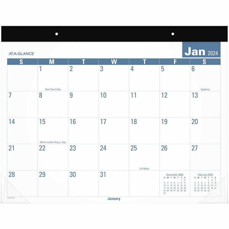 At-A-Glance Easy to Read Desk Pad - Julian Dates - Monthly - 12 Month - January 2024 - December 2024 - 1 Month Single Page Layout - 22" x 17" Sheet Size - 2.50" x 2.93" Block - Headband - Desk Pad - M. Picture 2