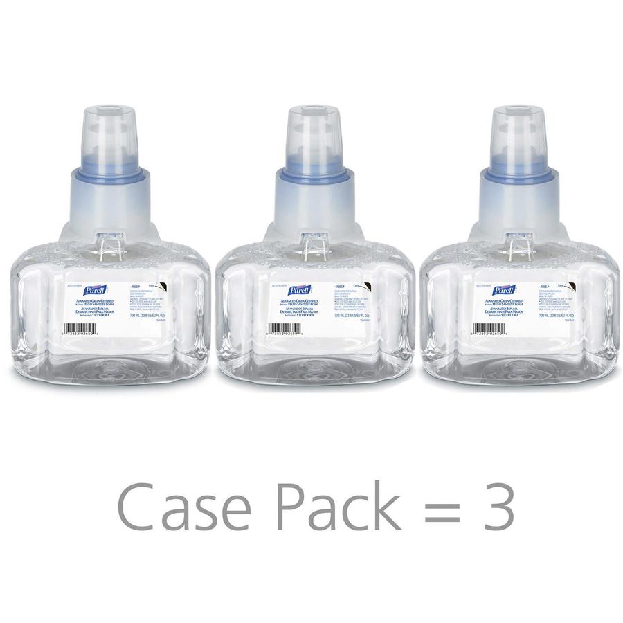 PURELL&reg; Hand Sanitizer Foam Refill - 23.7 fl oz (700 mL) - Hands-free Dispenser - Kill Germs - Hand, Skin - Clear - Eco-friendly - 3 / Carton. Picture 2