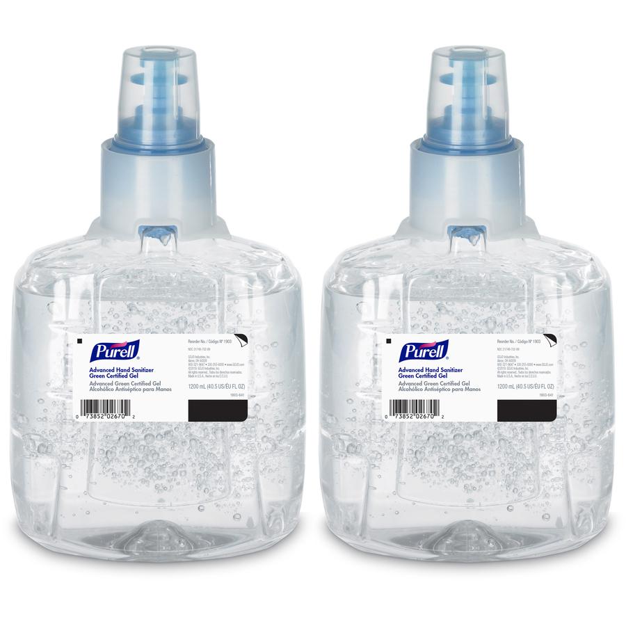 PURELL&reg; Hand Sanitizer Gel Refill - 40.6 fl oz (1200 mL) - Hands-free Dispenser - Kill Germs - Skin, Hand - Clear - Fragrance-free, Dye-free - 2 / Carton. Picture 8