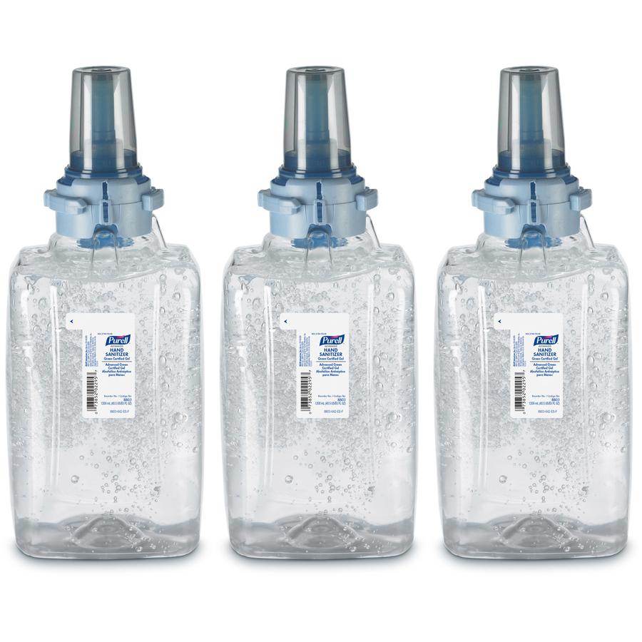 PURELL&reg; Hand Sanitizer Gel Refill - Fragrance-free Scent - 40.6 fl oz (1200 mL) - Push Pump Dispenser - Kill Germs - Skin, Hand - Clear - Dye-free, Fragrance-free, Durable - 3 / Carton. Picture 5