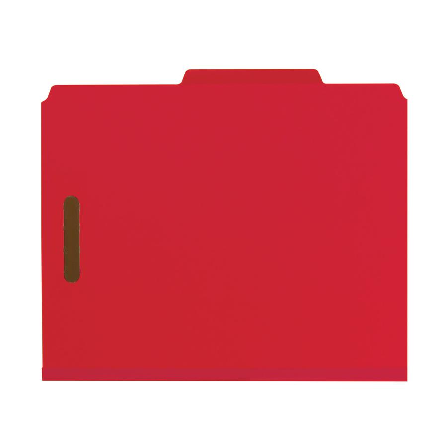 Smead 2/5 Tab Cut Letter Recycled Classification Folder - 8 1/2" x 11" - 2" Expansion - 6 x 2K Fastener(s) - Top Tab Location - Right of Center Tab Position - 2 Divider(s) - Bright Red - 100% Pressboa. Picture 3