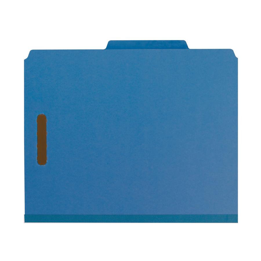 Smead 2/5 Tab Cut Letter Recycled Classification Folder - 8 1/2" x 11" - 2" Expansion - 6 x 2K Fastener(s) - Top Tab Location - Right of Center Tab Position - 2 Divider(s) - Pressboard - Dark Blue - 1. Picture 4