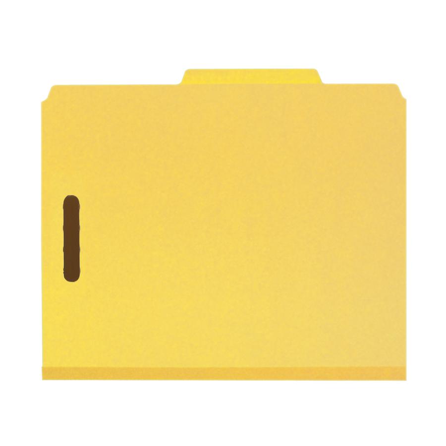 Smead 2/5 Tab Cut Letter Recycled Classification Folder - 8 1/2" x 11" - 2" Expansion - 6 x 2K Fastener(s) - Top Tab Location - Right of Center Tab Position - 2 Divider(s) - Yellow - 100% Pressboard R. Picture 4