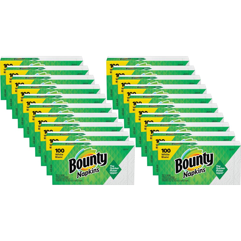 Bounty Everyday Napkins - 1 Ply - 12" x 12.10" - White - Soft, Strong, Absorbent, Quilted - For Face, Hand, Clothes - 100 Quantity Per Pack - 2000 / Carton. Picture 4