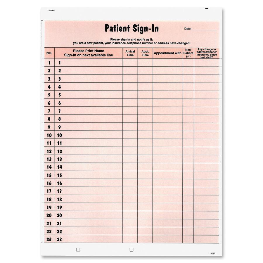 Tabbies Patient Sign-In Label Forms - 125 Sheet(s) - 8.50" x 11" Sheet Size - Salmon - 125 / Pack. Picture 2