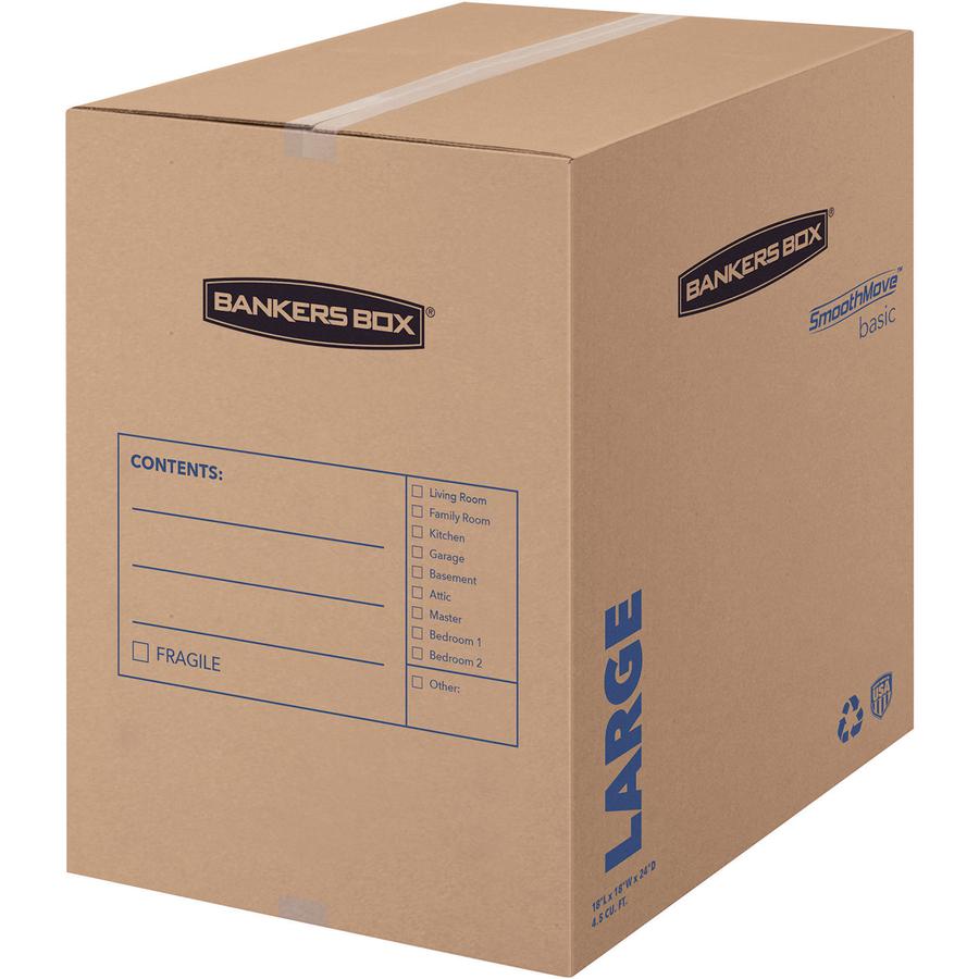 SmoothMove&trade; Basic Moving Boxes, Large - Internal Dimensions: 18" Width x 18" Depth x 24" Height - External Dimensions: 18.3" Width x 18.3" Depth x 24.8" Height - Kraft, Black - Recycled - 15 / C. Picture 3