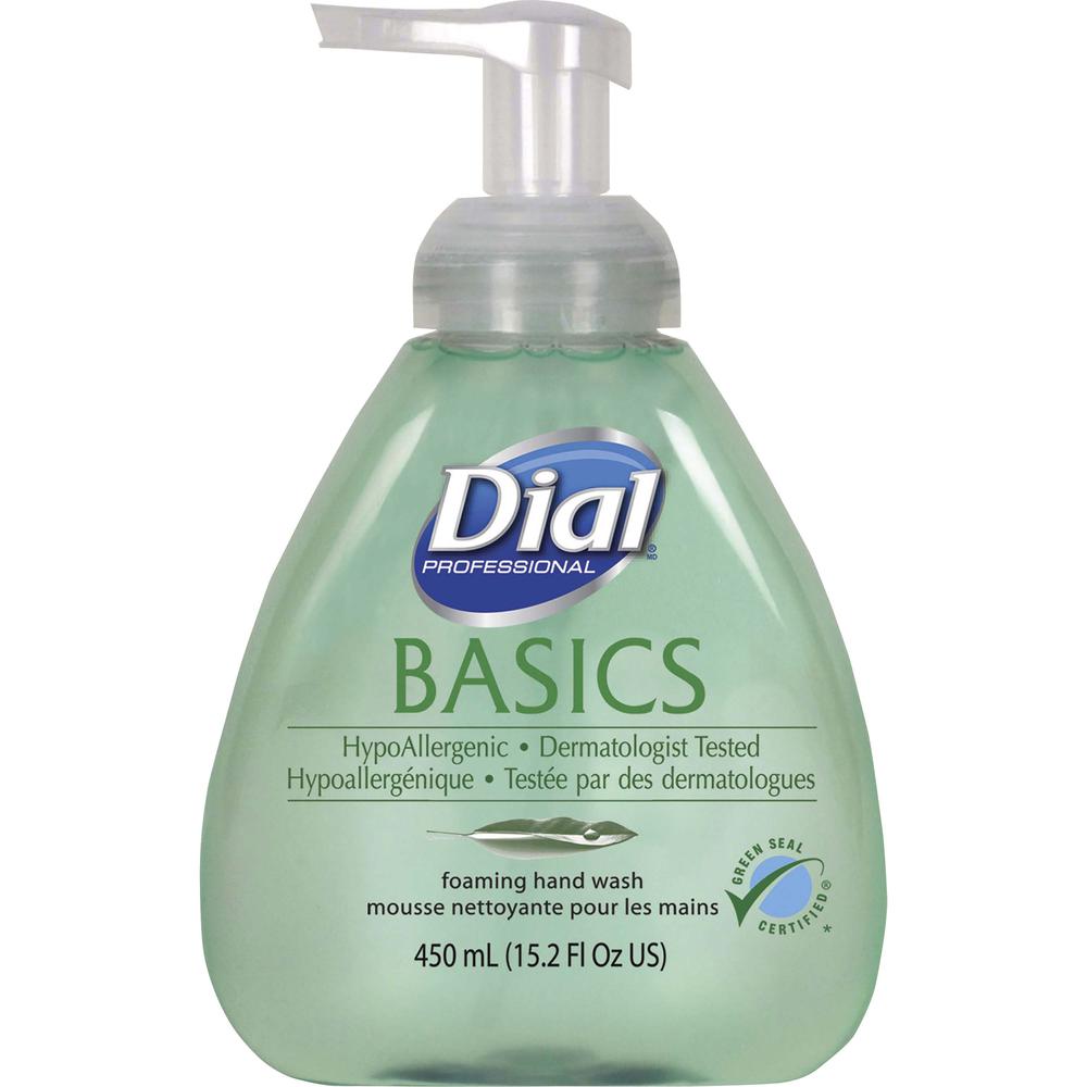 Dial Basics HypoAllergenic Foam Hand Soap - Fresh ScentFor - 15.2 fl oz (449.5 mL) - Pump Bottle Dispenser - Hand - Green - 4 / Carton. Picture 2