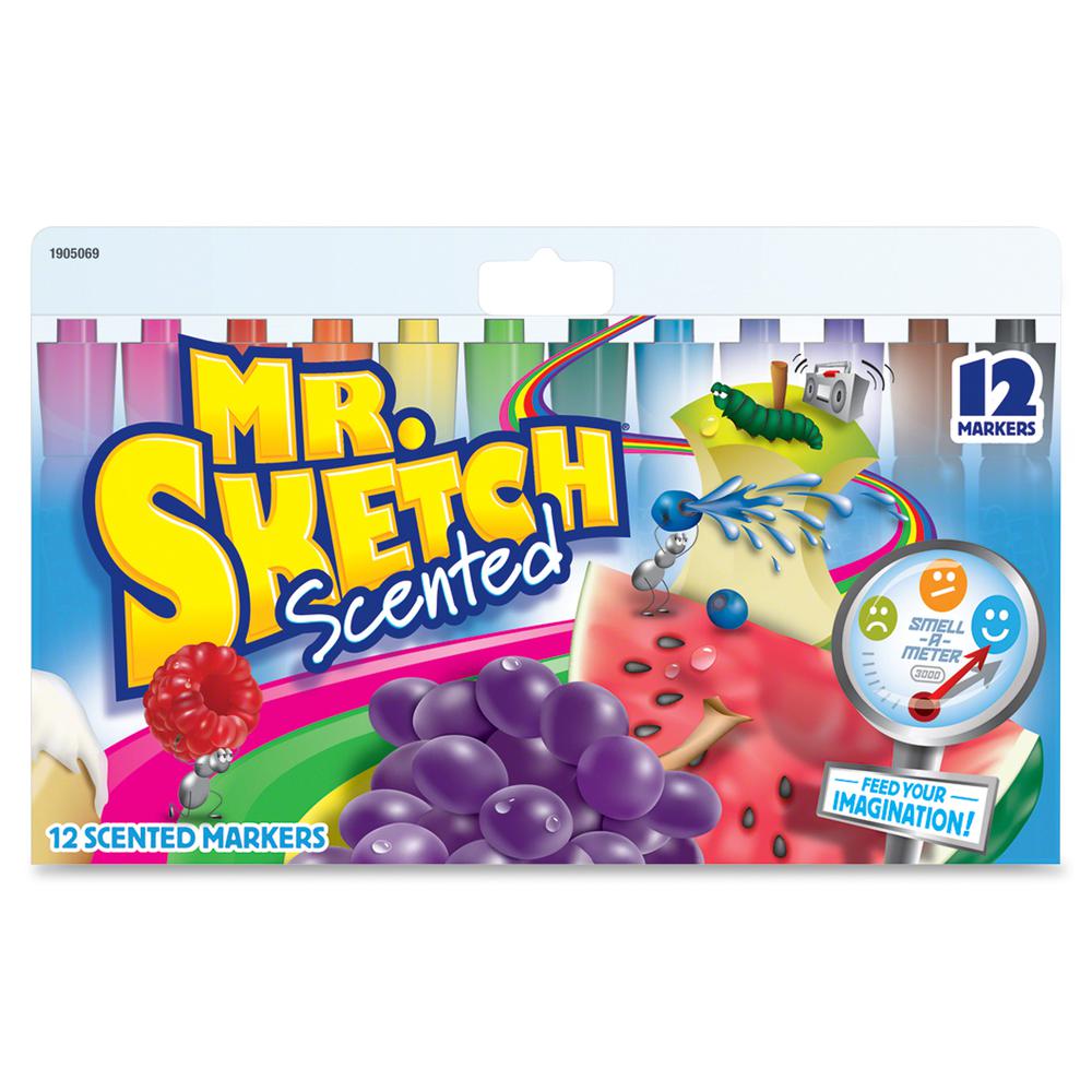 Mr. Sketch Scented Watercolor Markers - Bevel, Chisel Marker Point Style - Assorted - 12 / Set. Picture 3