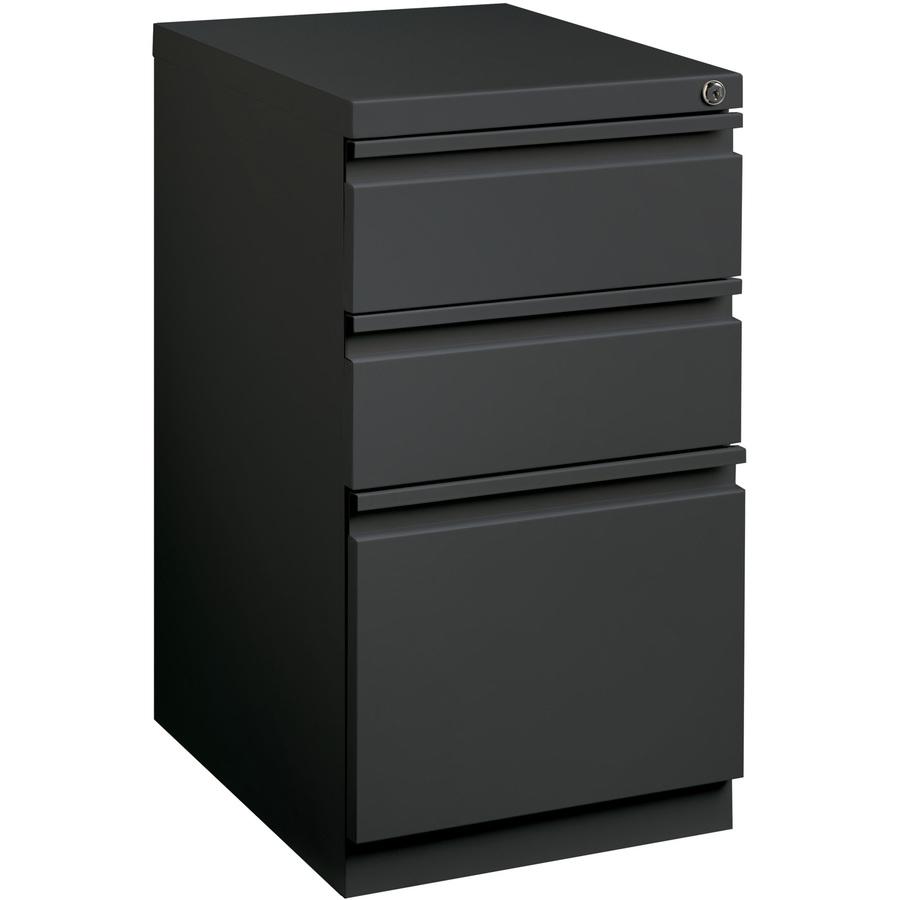Lorell 20" Box/Box/File Mobile File Cabinet with Full-Width Pull - 15" x 19.9" x 27.8" - 3 x Drawer(s) for Box, File - Letter - Mobility, Casters, Drawer Extension, Security Lock, Recessed Drawer, Bal. Picture 10