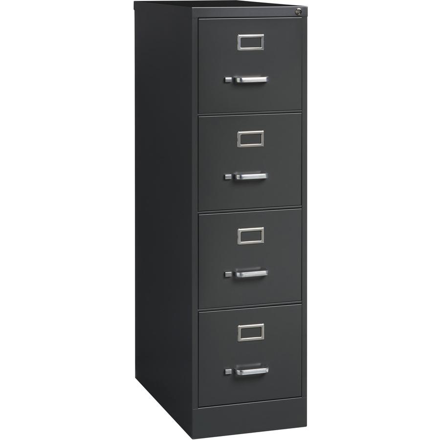 Lorell Fortress Series 26-1/2" Commercial-Grade Vertical File Cabinet - 15" x 26.5" x 52" - 4 x Drawer(s) for File - Letter - Vertical - Drawer Extension, Security Lock, Label Holder, Pull Handle - Ch. Picture 9