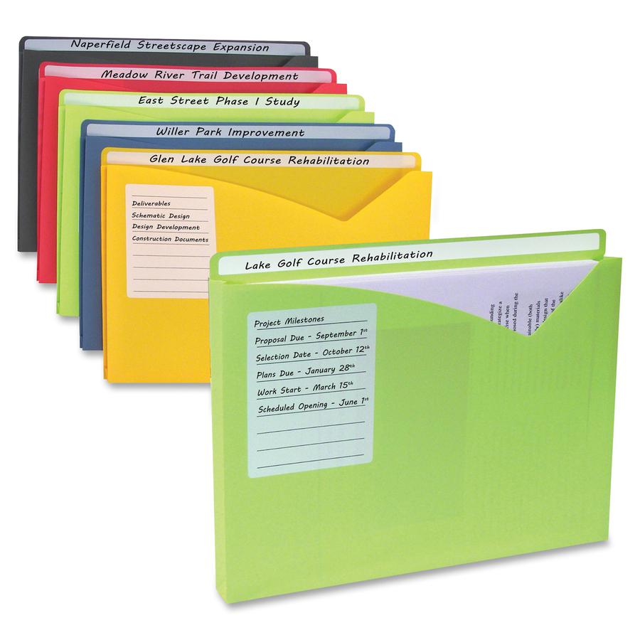 C-Line Write-On Poly File Jackets - Assorted Colors, 11 X 8-1/2, 25/BX, 63060. Picture 7