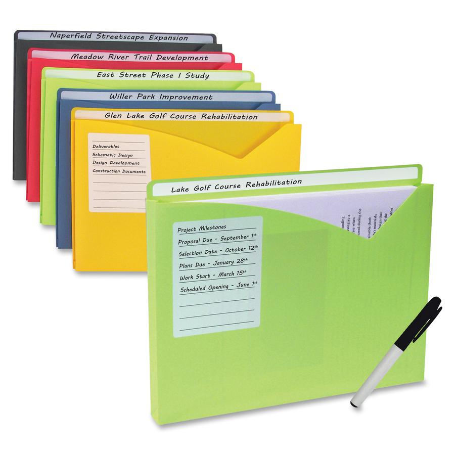 C-Line Write-On Poly File Jackets - Assorted Colors, 11 X 8-1/2, 10/PK, 63160. Picture 6