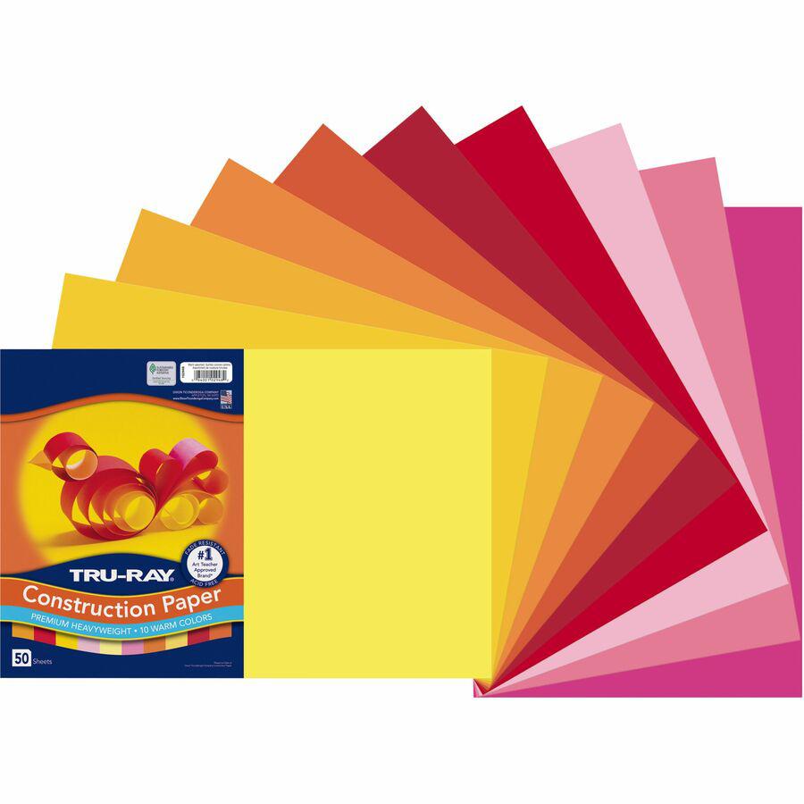 Tru-Ray Construction Paper - Project, Bulletin Board - 18"Width x 12"Length - 1 / Pack - Warm Assorted - Paper. Picture 5