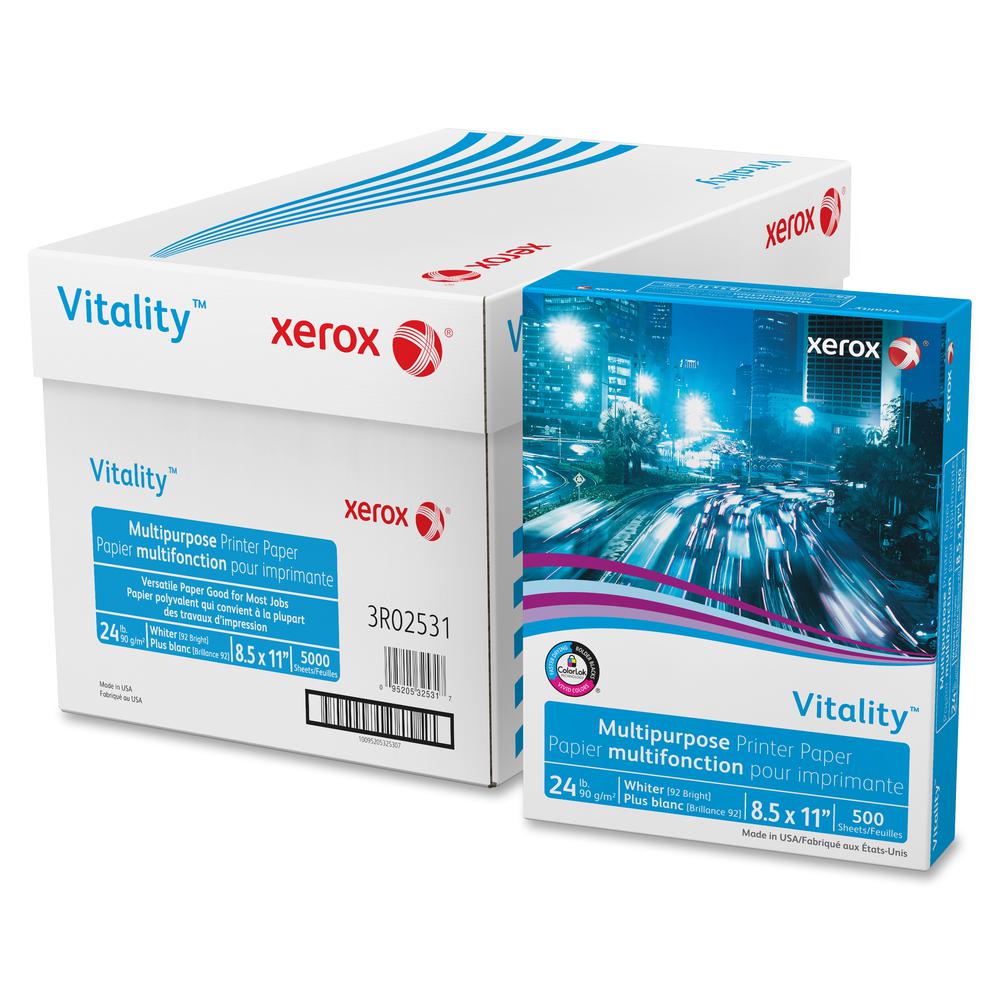 Xerox Vitality Multipurpose Printer Paper - 92 Brightness - Letter - 8 1/2" x 11" - 24 lb Basis Weight - 5000 / Carton. Picture 4
