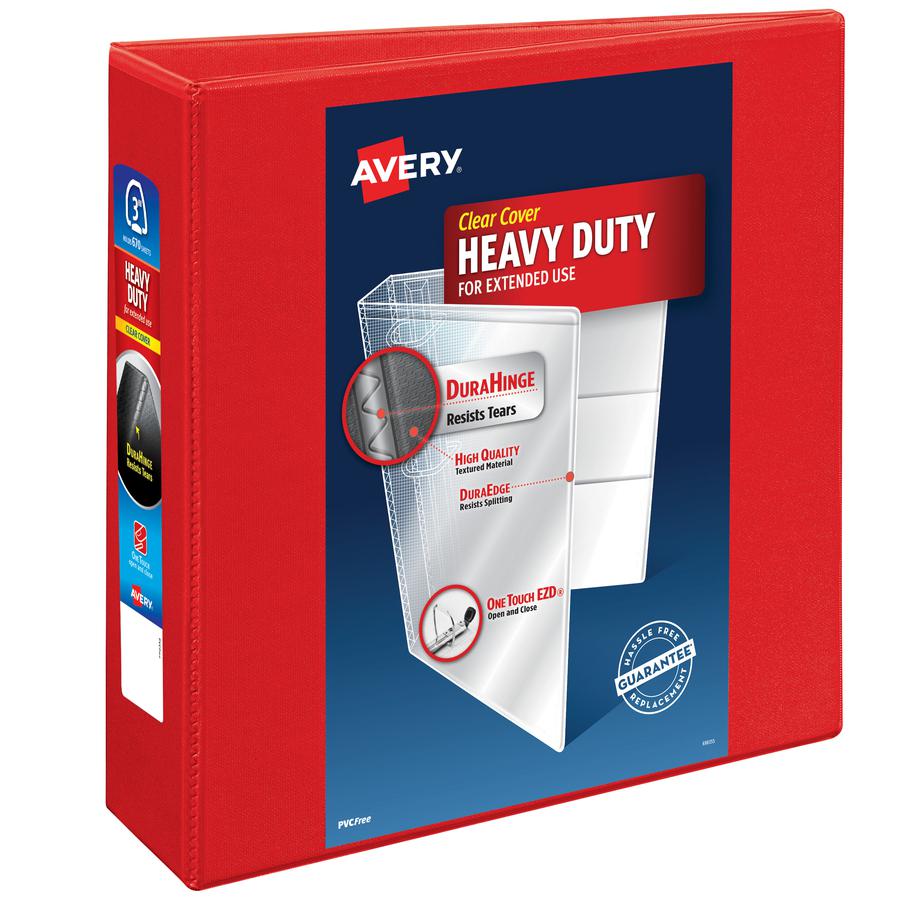 Avery&reg; Heavy-Duty View Red 3" Binder (79325) - Avery&reg; Heavy-Duty View 3 Ring Binder, 3" One Touch EZD&reg; Rings, 3.5" Spine, 1 Red Binder (79325). Picture 2
