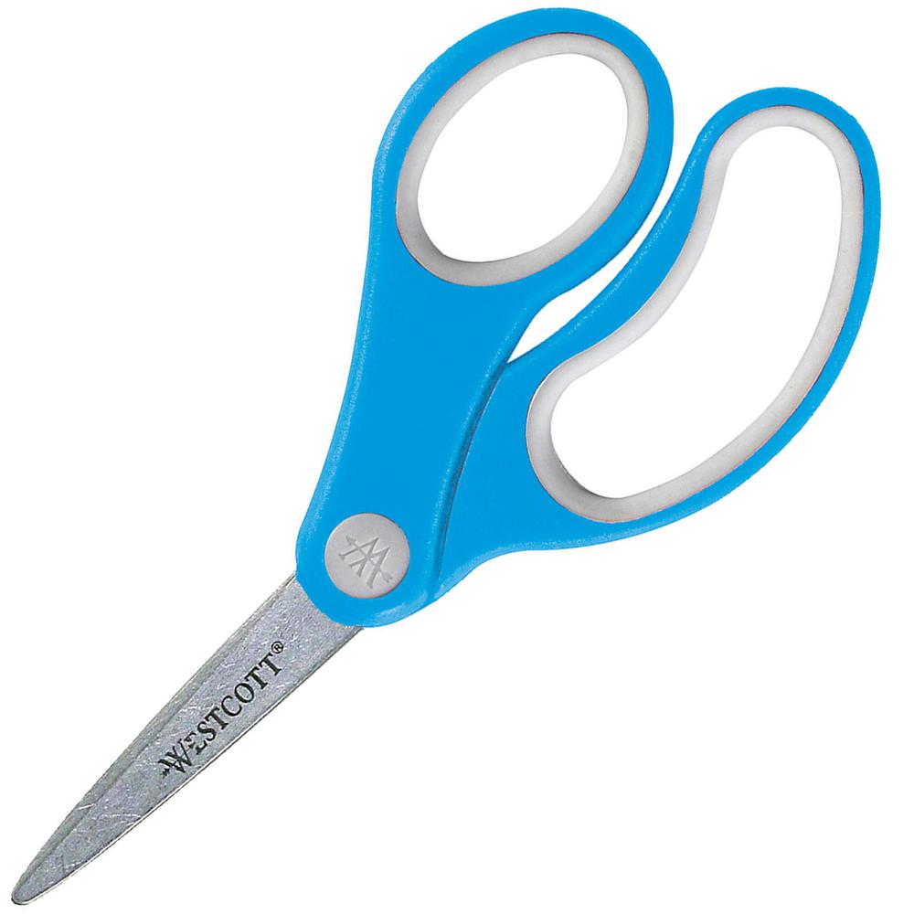 Westcott Teachers 5" Kids Soft Handle Pointed Scissors - 5" Overall Length - Straight-left/right - Stainless Steel - Pointed Tip - Assorted - 12 / Pack. Picture 2