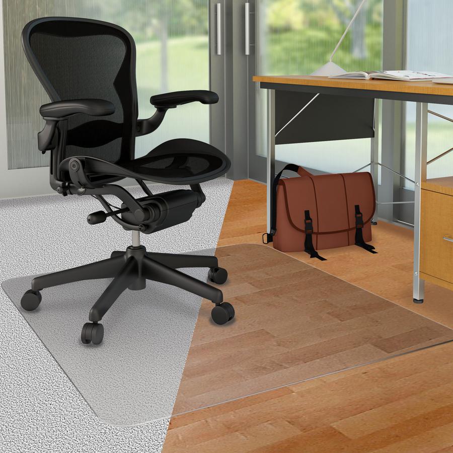 Deflecto DuoMat Carpet/Hard Floor Chairmat - Carpet, Hard Floor - 53" Length x 45" Width - Lip Size 25" Length x 12" Width - Rectangle - Classic - Clear. Picture 8
