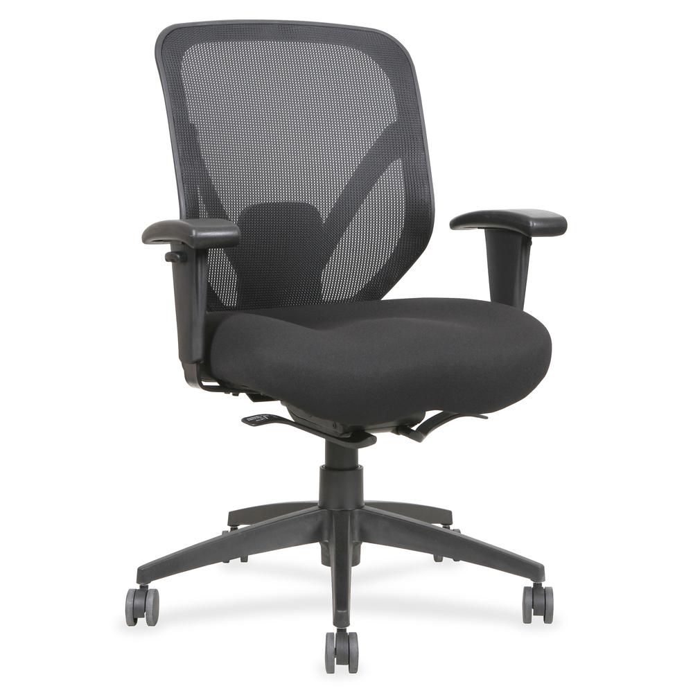 Lorell Self-tilt Mid-back Chair - Fabric Seat - Fabric Back - 5-star Base - Black - 1 Each. Picture 3