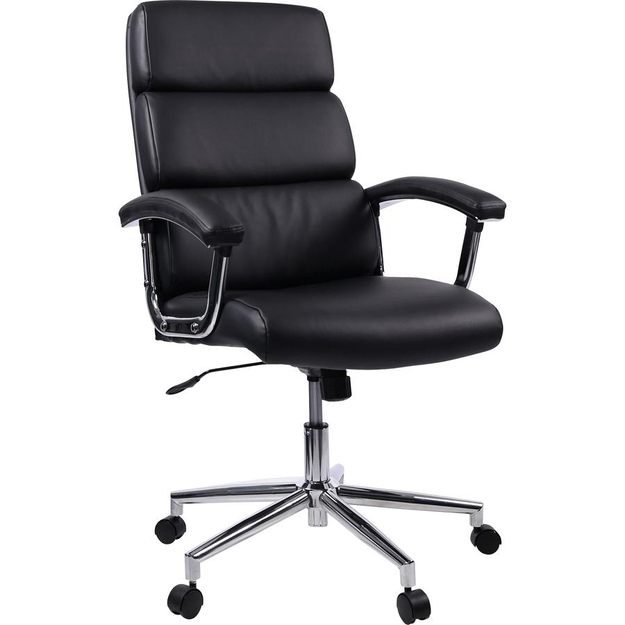Lorell High-back Office Chair - Black Bonded Leather Seat - Black Bonded Leather Back - 1 Each. Picture 13