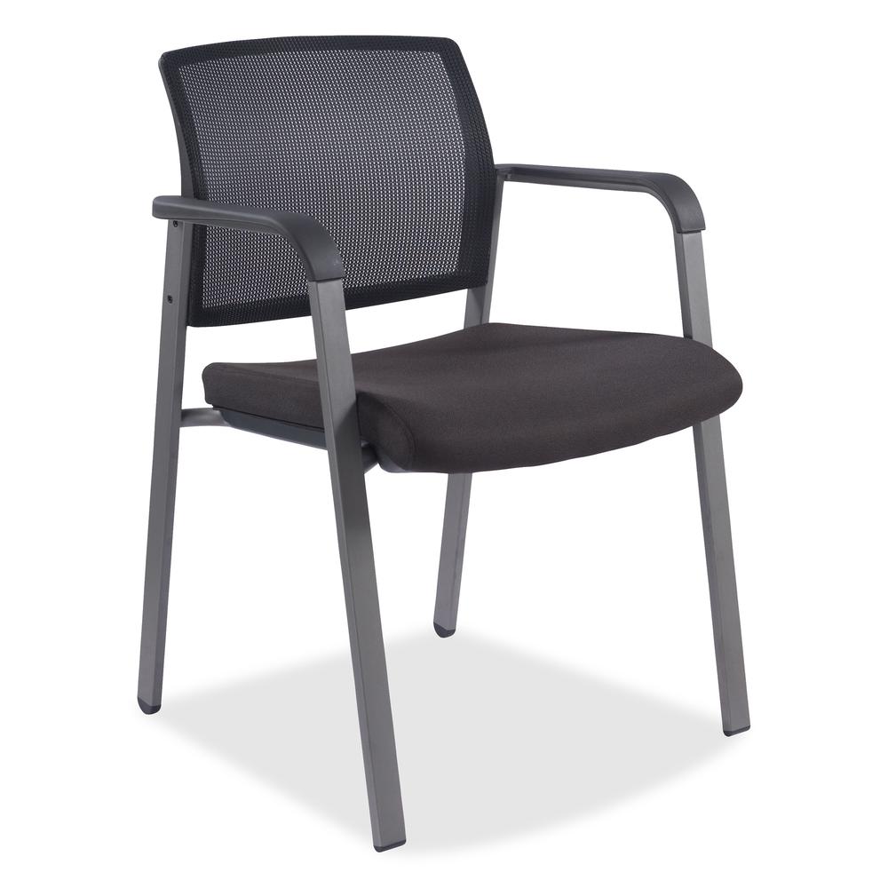 Lorell Guest Chair - Black Fabric, Plastic Seat - Black Back - Black - 1 Each. Picture 2