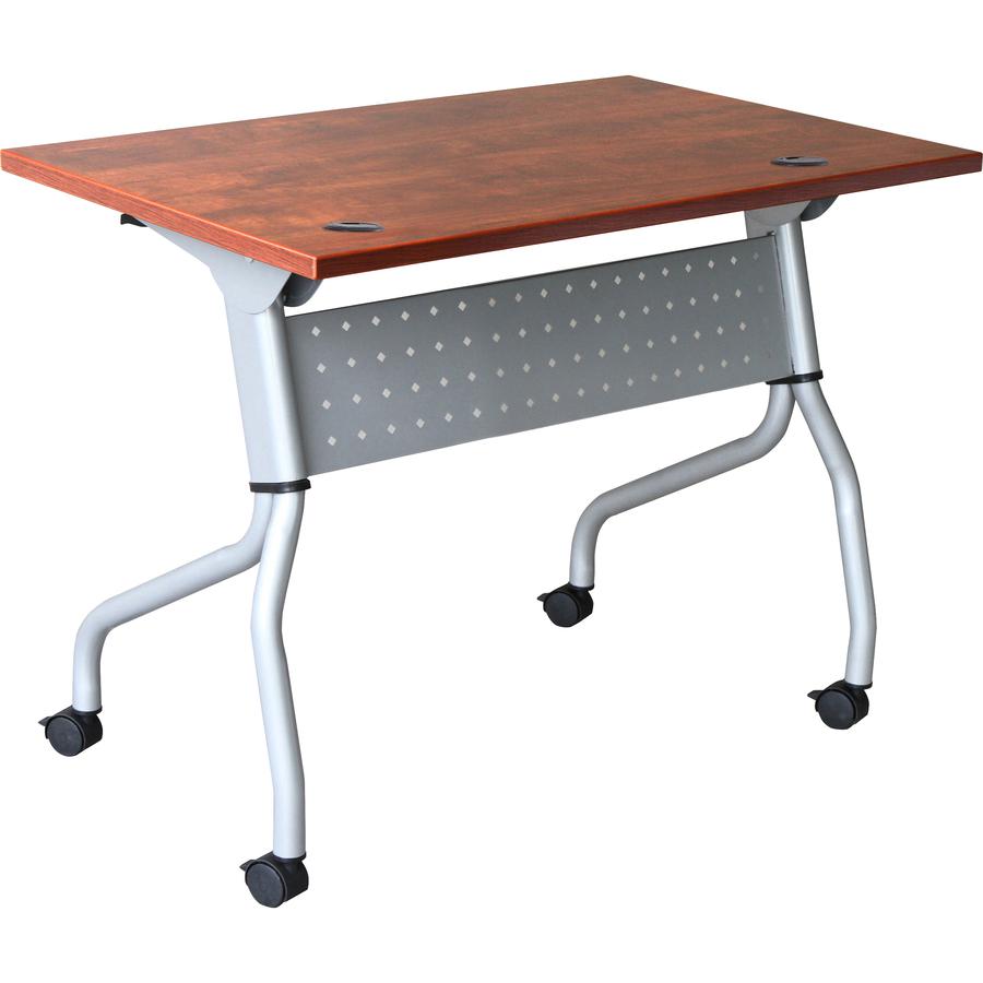 Lorell Flip Top Training Table - Rectangle Top - Four Leg Base - 4 Legs x 23.60" Table Top Width x 48" Table Top Depth - 29.50" Height x 47.25" Width x 23.63" Depth - Assembly Required - Cherry - Nylo. Picture 13