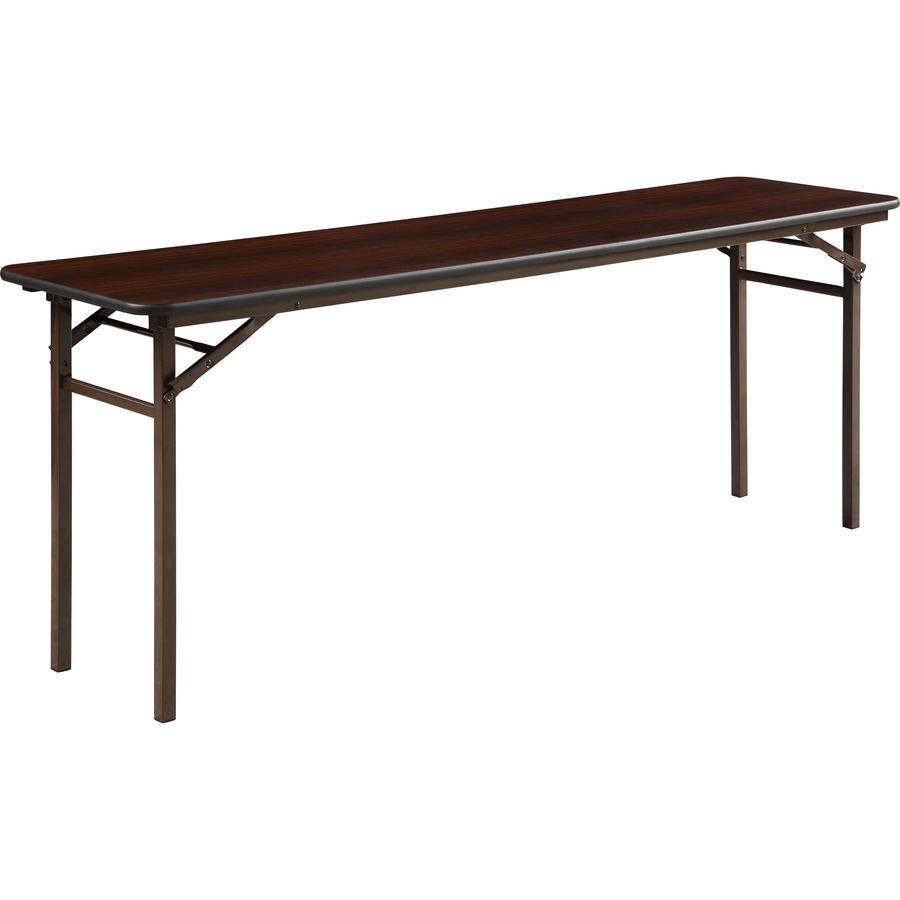 Lorell Mahogany Folding Banquet Table - Mahogany Rectangle Top x 72" Table Top Width x 18" Table Top Depth x 0.62" Table Top Thickness. Picture 3