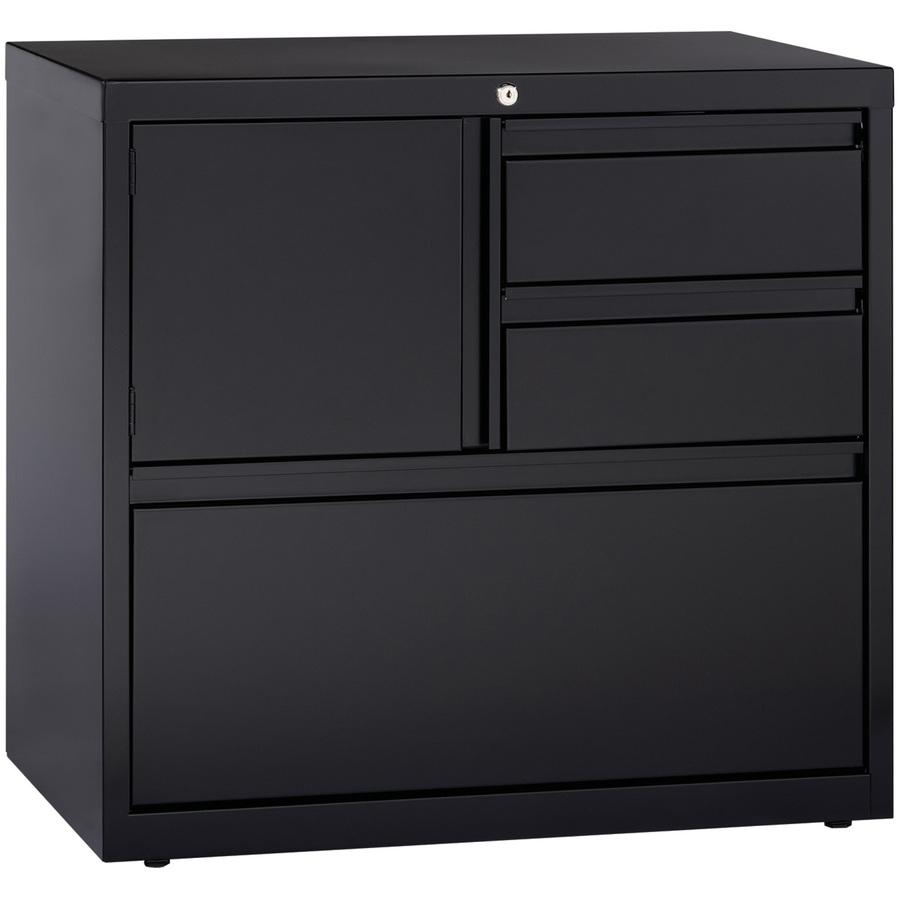Lorell 30" Personal Storage Center Lateral File - 3-Drawer - 30" x 18.6" x 28" - 3 x Drawer(s) for File, Box - A4, Letter, Legal - Hanging Rail, Glide Suspension, Grommet, Cable Management, Interlocki. Picture 3